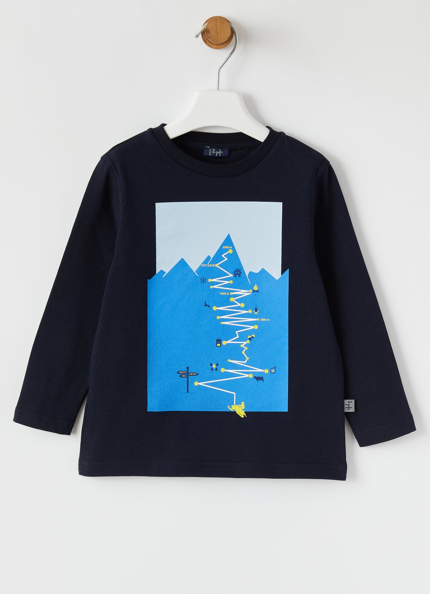 Path Print Cotton T-Shirt | Blue/Light Blue