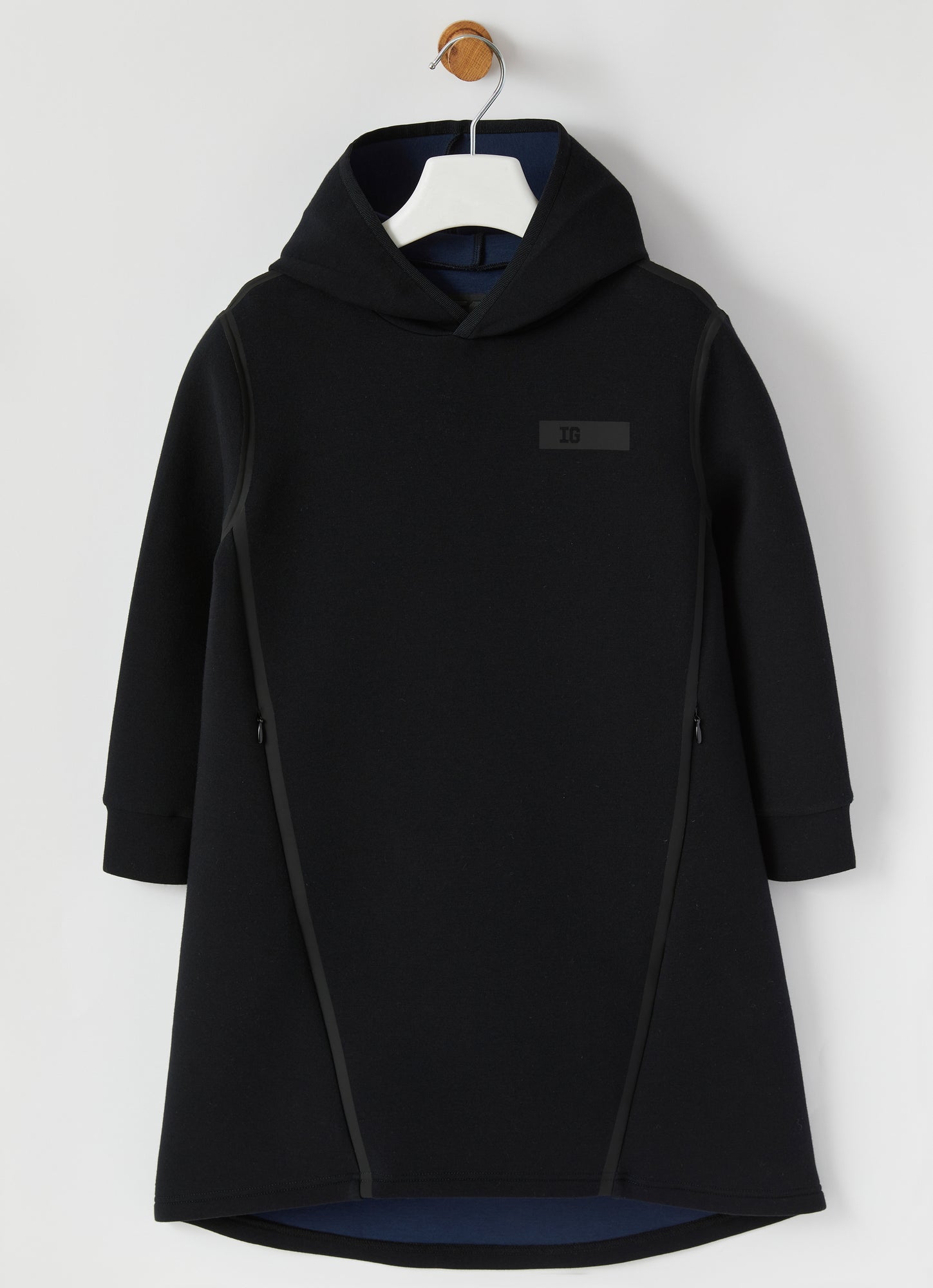 Bonded Dress with Hood | Black/Black