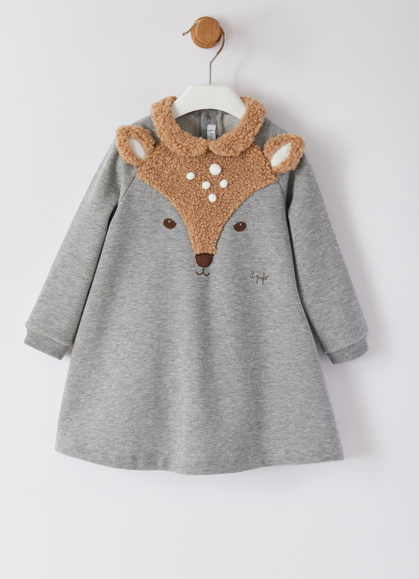 Fleece Dress with Curly Fawn | Grey/Hazelnut