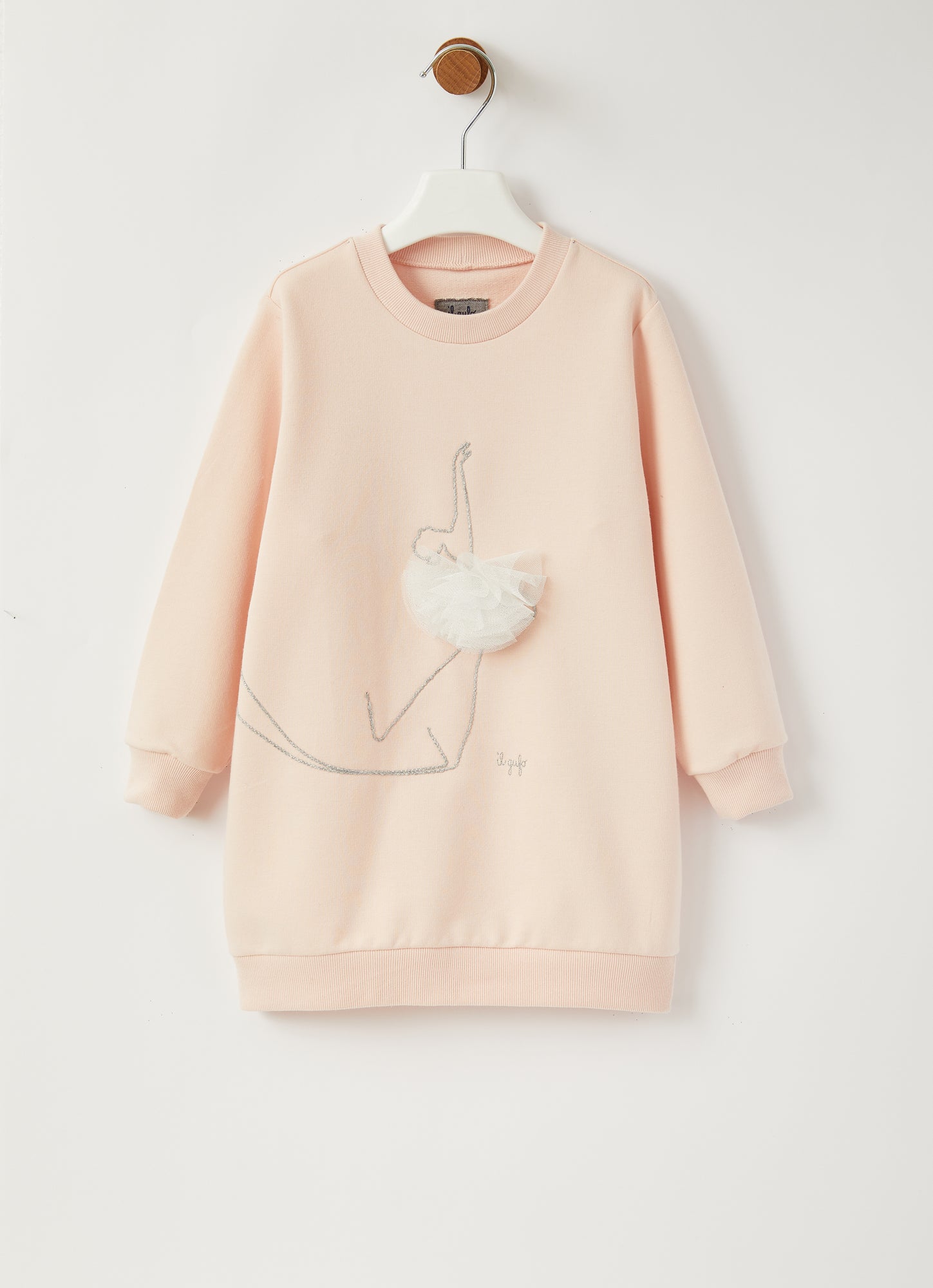 Fleece Dress with Tulle Dancer | Quarzo Rosa/Bianco