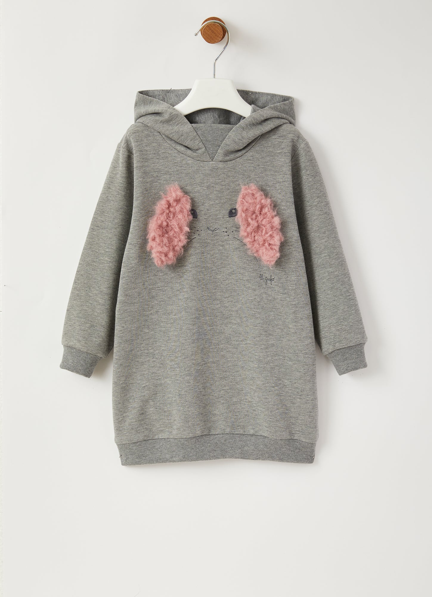 Fleece Dress with Faux Fur | Acciaio/Rosa Erica