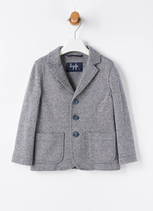 Herringbone Cotton Blazer | Blue
