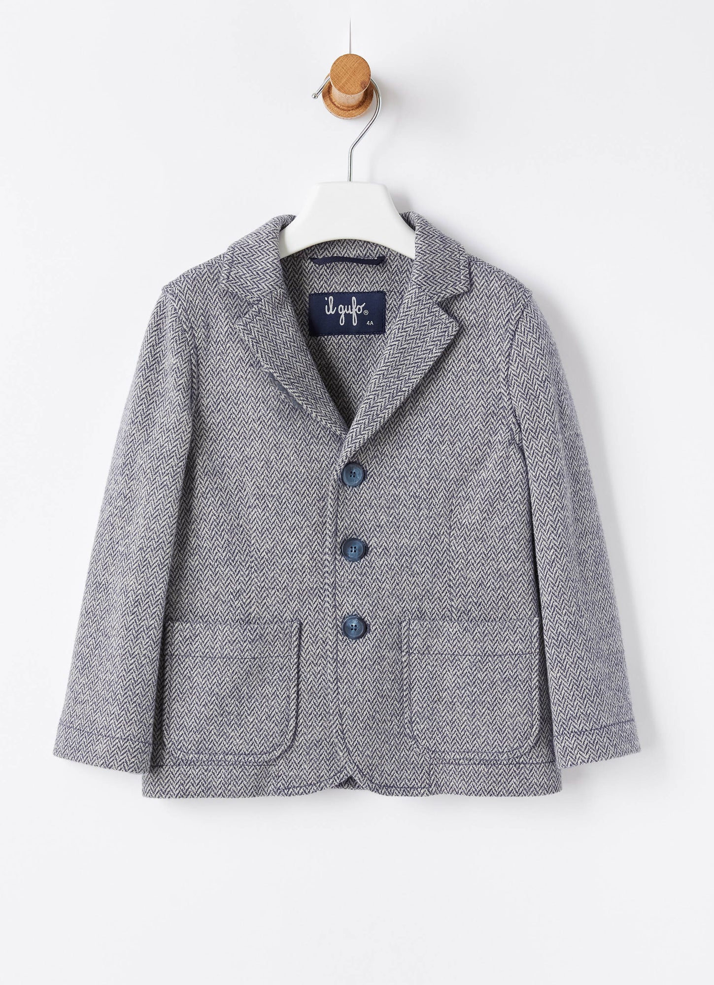 Herringbone Cotton Blazer | Blue