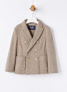 Herringbone Double-Breasted Blazer | Coffee