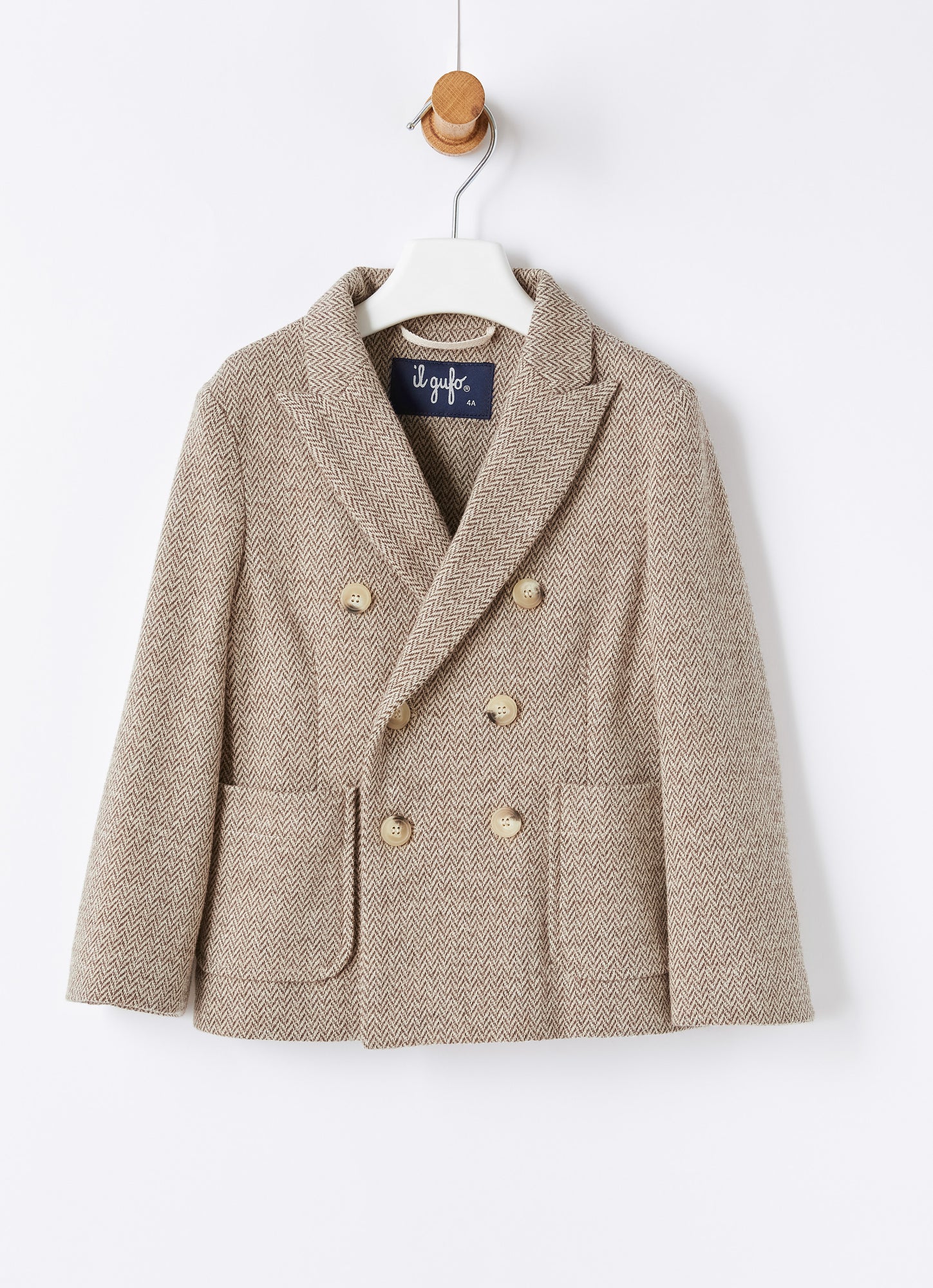 Herringbone Double-Breasted Blazer | Coffee