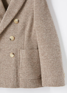 Herringbone Double-Breasted Blazer | Coffee