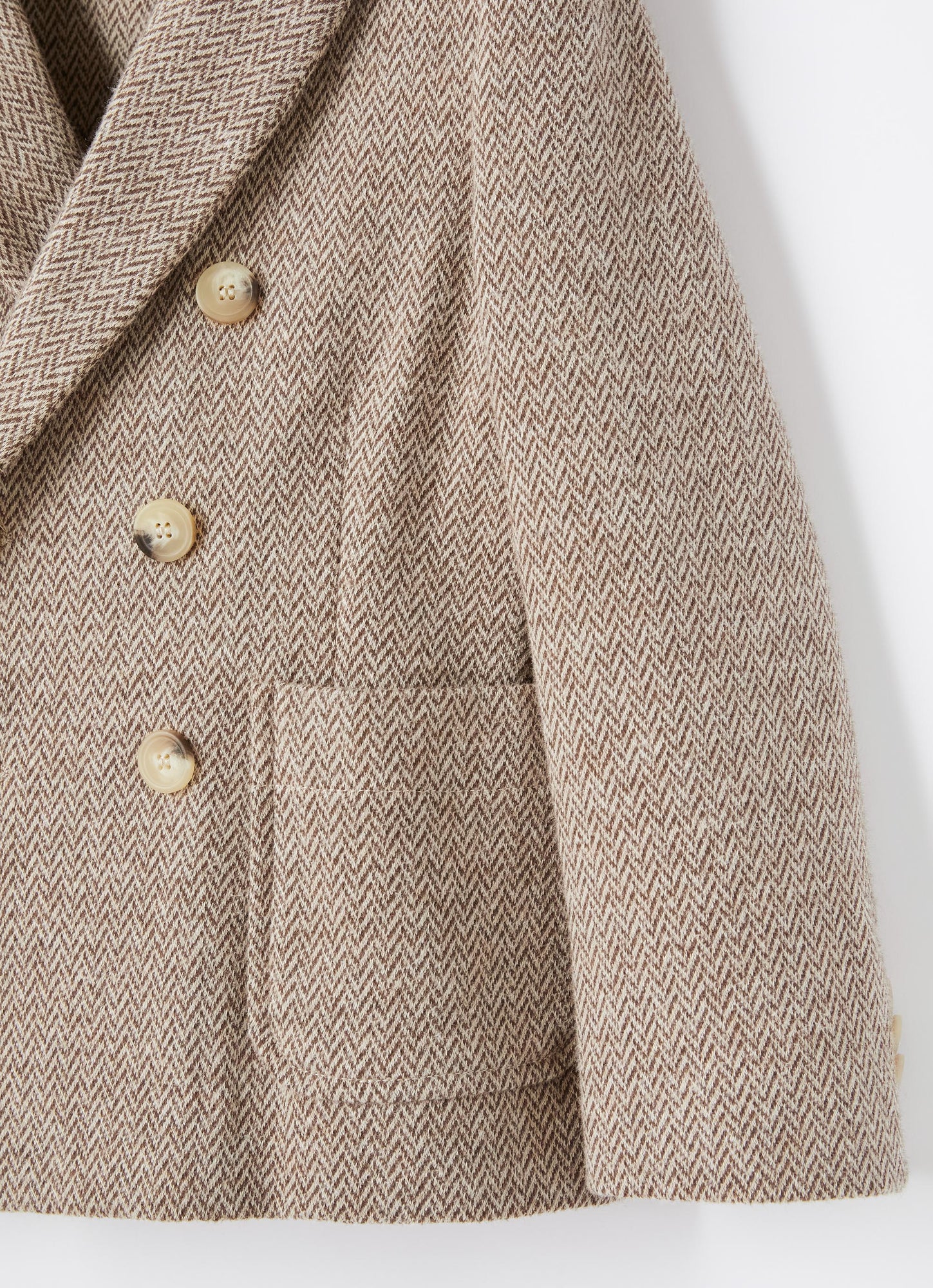 Herringbone Double-Breasted Blazer | Coffee