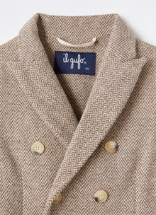 Herringbone Double-Breasted Blazer | Coffee