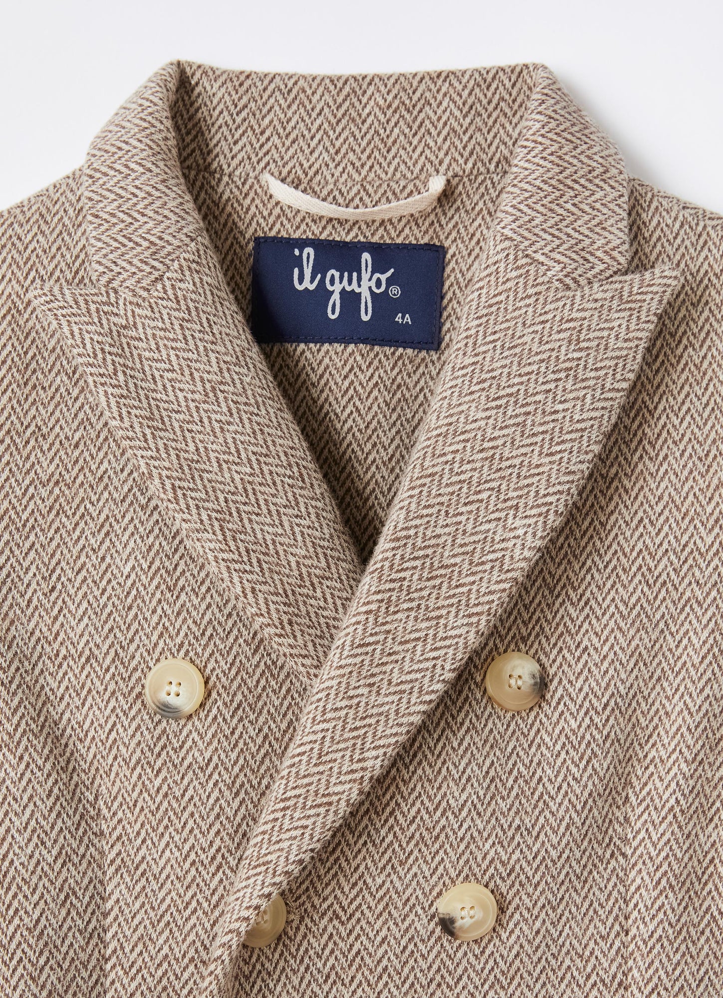 Herringbone Double-Breasted Blazer | Coffee