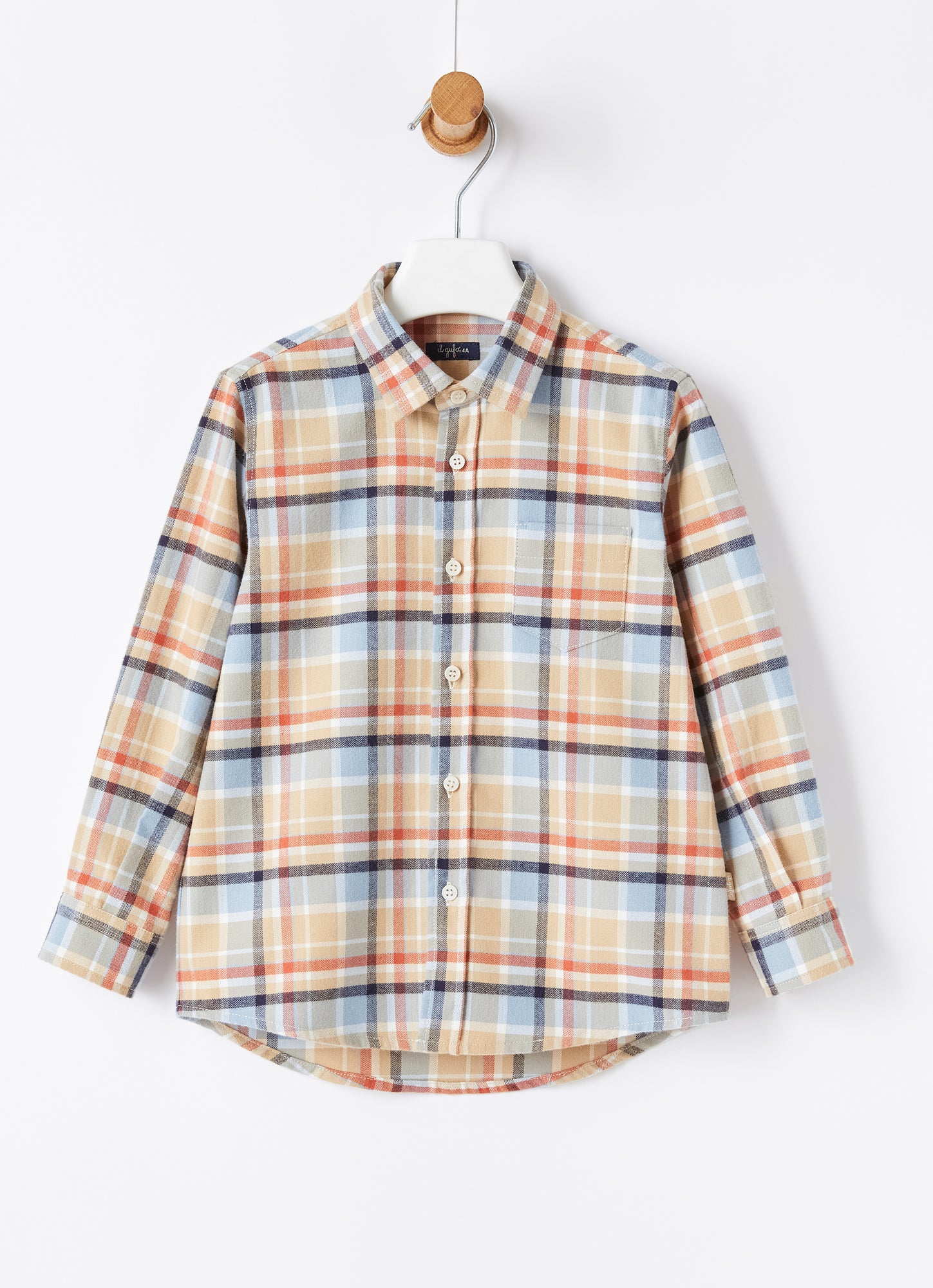 Check Cotton Shirt | Camel