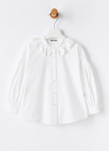 Poplin Ruffle Blouse | White