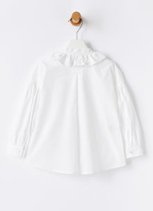Poplin Ruffle Blouse | White