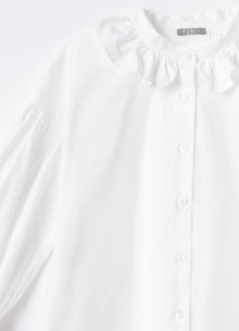 Poplin Ruffle Blouse | White