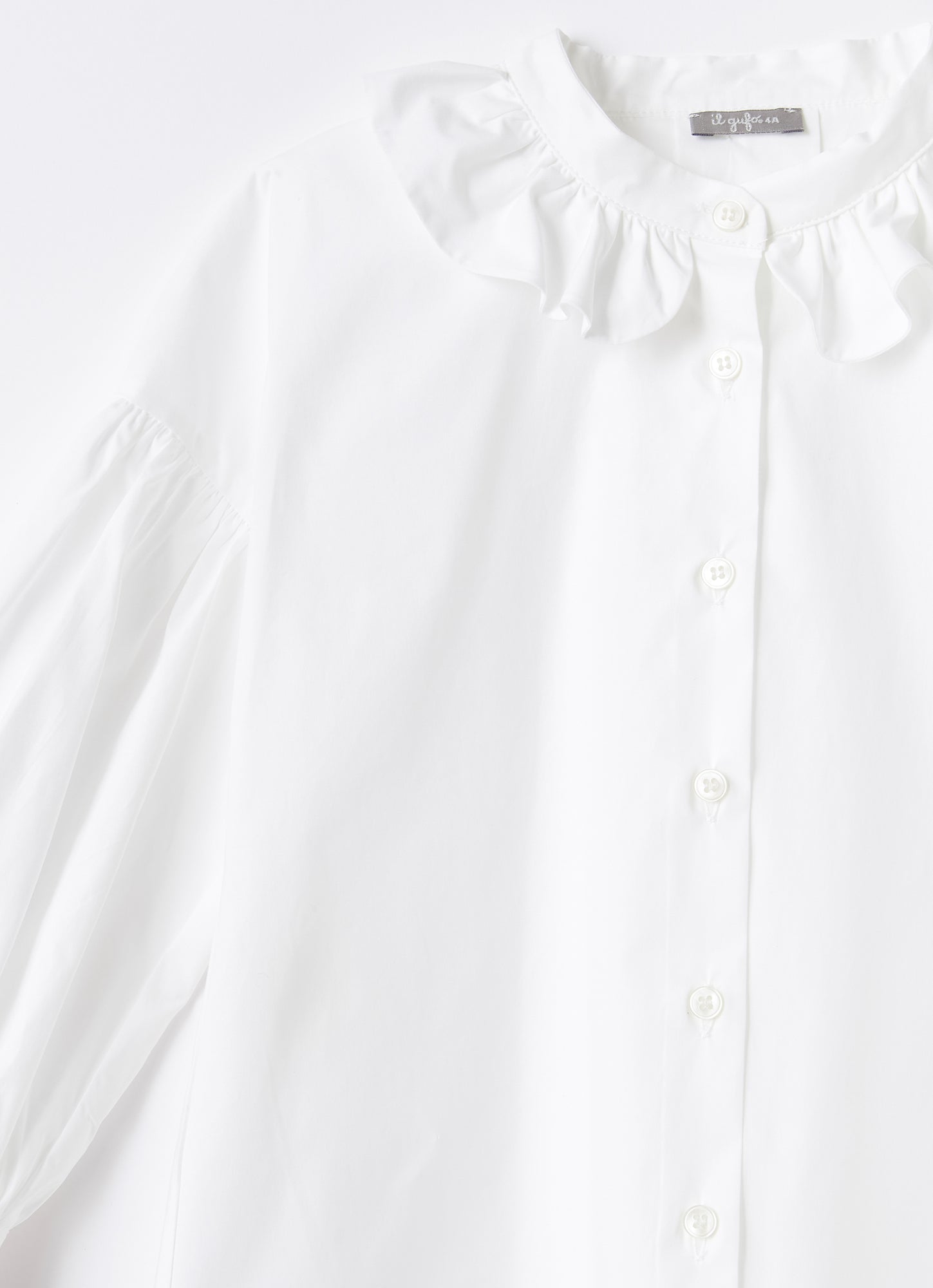 Poplin Ruffle Blouse | White