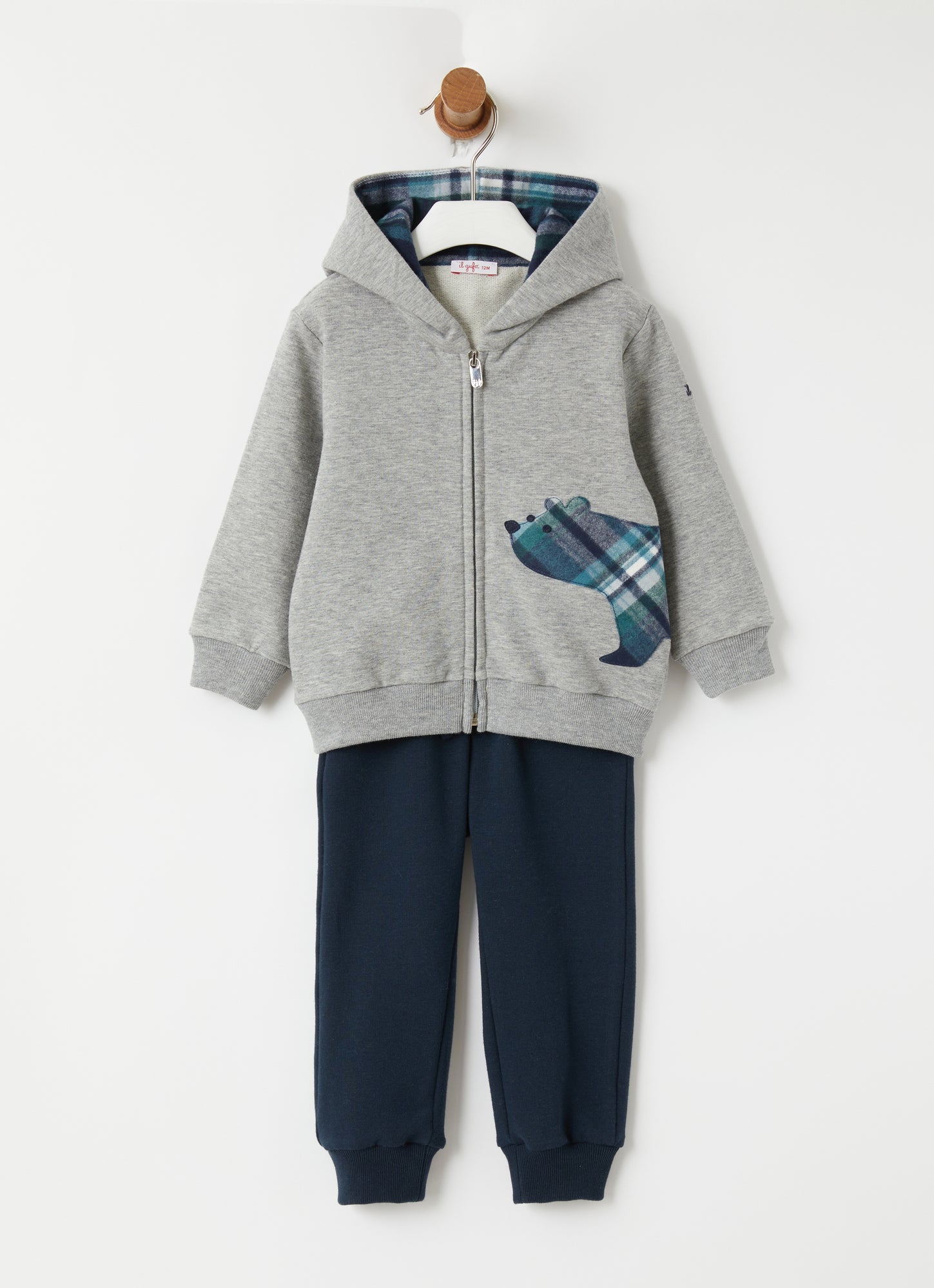 Flannel Bear Outfit | Grigio/Blue