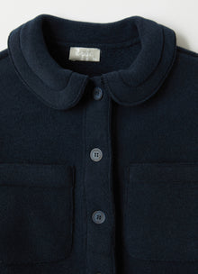 Fleece Jacket with Round Collar | Blue