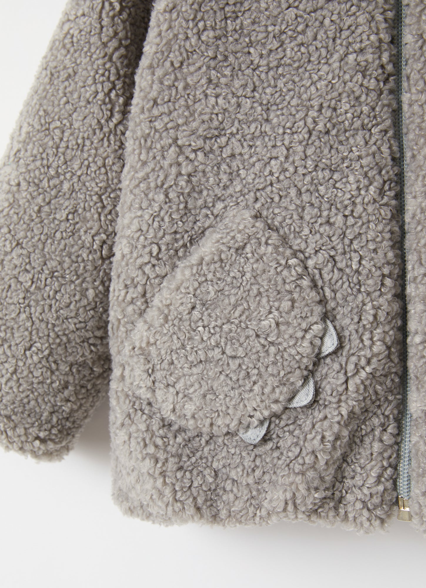 Hooded Teddy Fleece Jacket | Nickel Grey