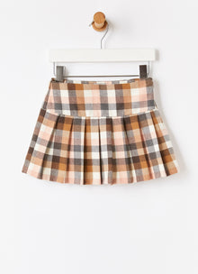 Pleated Motif Check Skirt | Blush Pink
