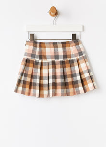 Pleated Motif Check Skirt | Blush Pink