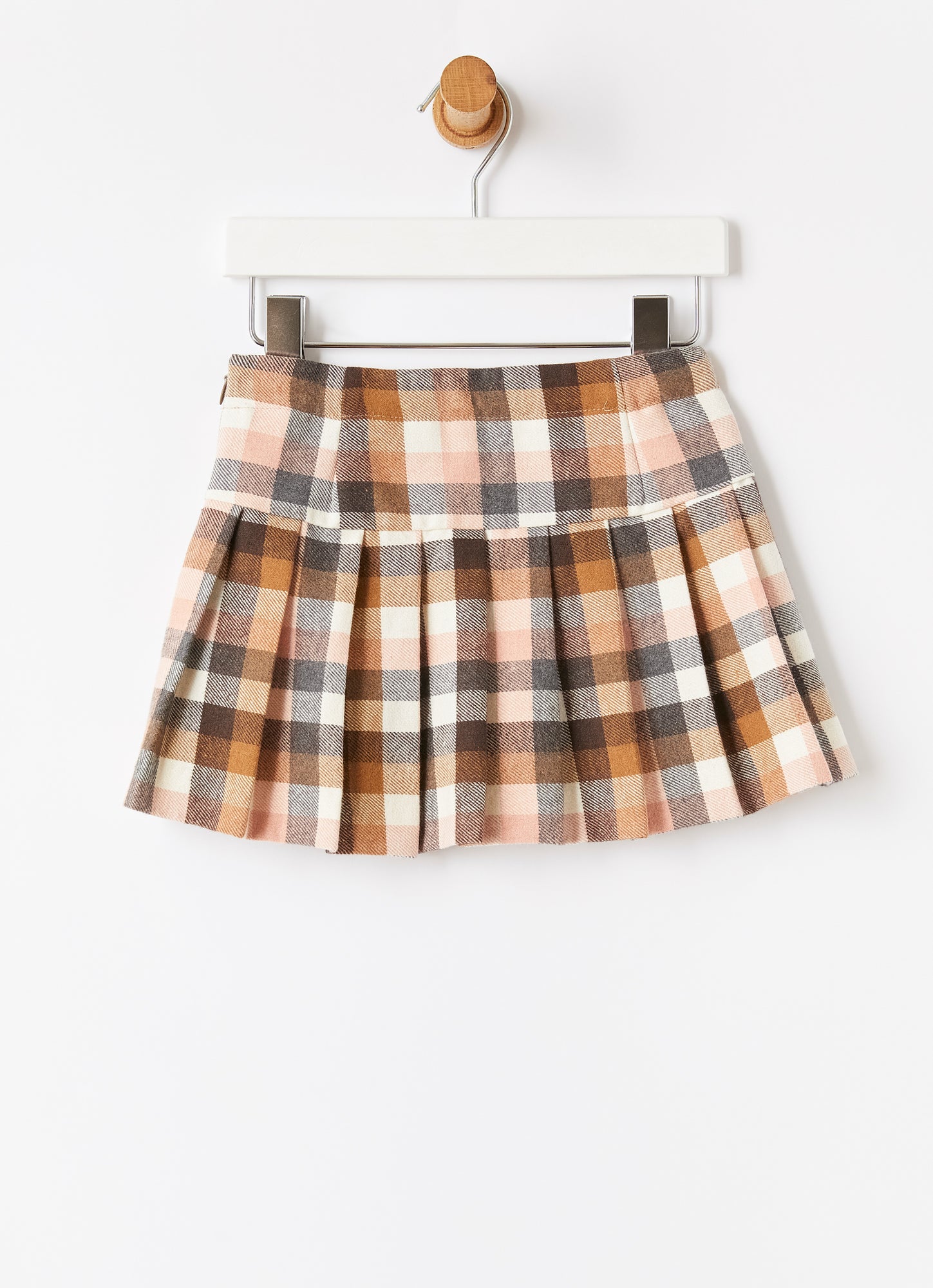 Pleated Motif Check Skirt | Blush Pink