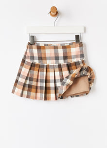 Pleated Motif Check Skirt | Blush Pink