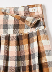 Pleated Motif Check Skirt | Blush Pink