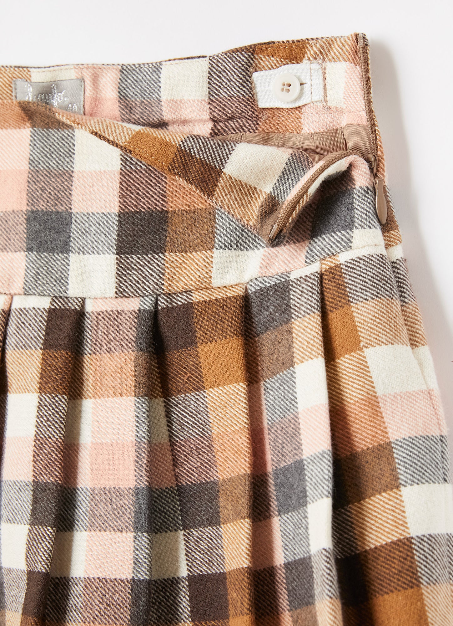 Pleated Motif Check Skirt | Blush Pink