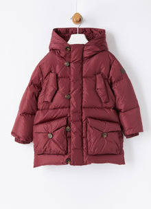 Long Down Jacket in Taffeta | Burgundy