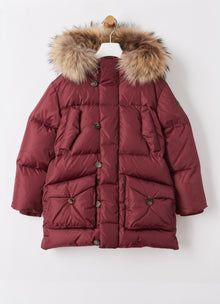 Long Down Jacket in Taffeta | Burgundy