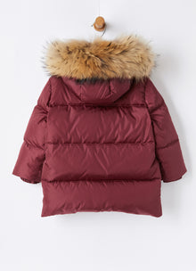 Long Down Jacket in Taffeta | Burgundy