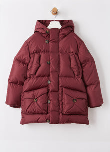 Long Down Jacket in Taffeta | Burgundy