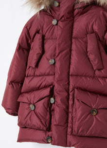 Long Down Jacket in Taffeta | Burgundy