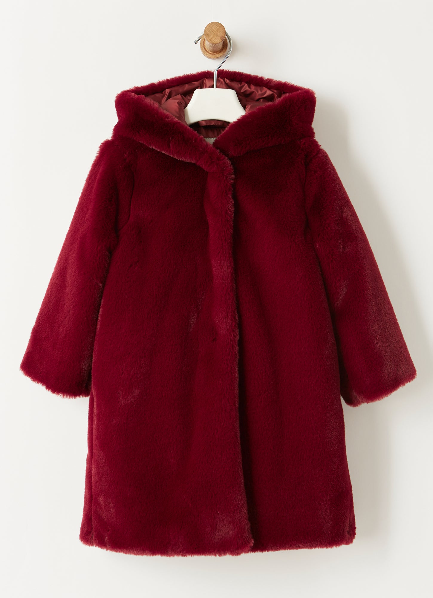 Faux Fur Coat | Burgundy