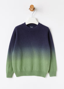 Gradient-Effect Merino Wool Sweater | Blue/Sage Green