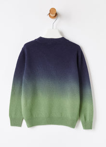 Gradient-Effect Merino Wool Sweater | Blue/Sage Green