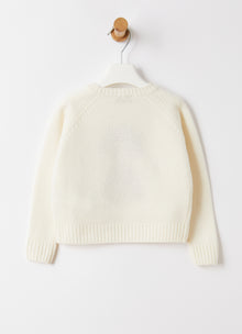 Girls Embroidery Wool Sweater | Milk/Bubble Pink