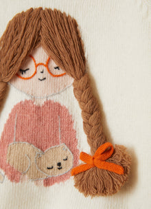 Girls Embroidery Wool Sweater | Milk/Bubble Pink
