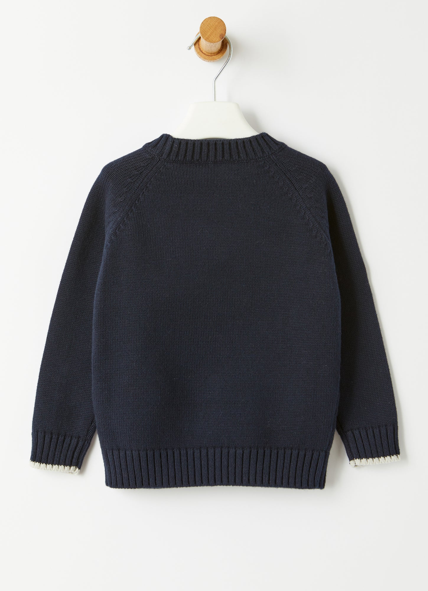 Wolf Embroidery Cotton Sweater | Blue/Pearl Grey