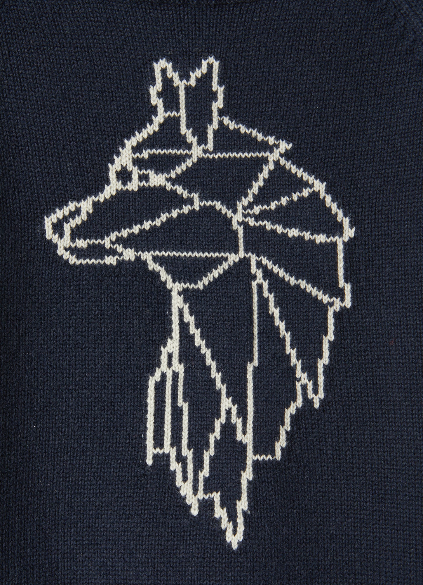 Wolf Embroidery Cotton Sweater | Blue/Pearl Grey