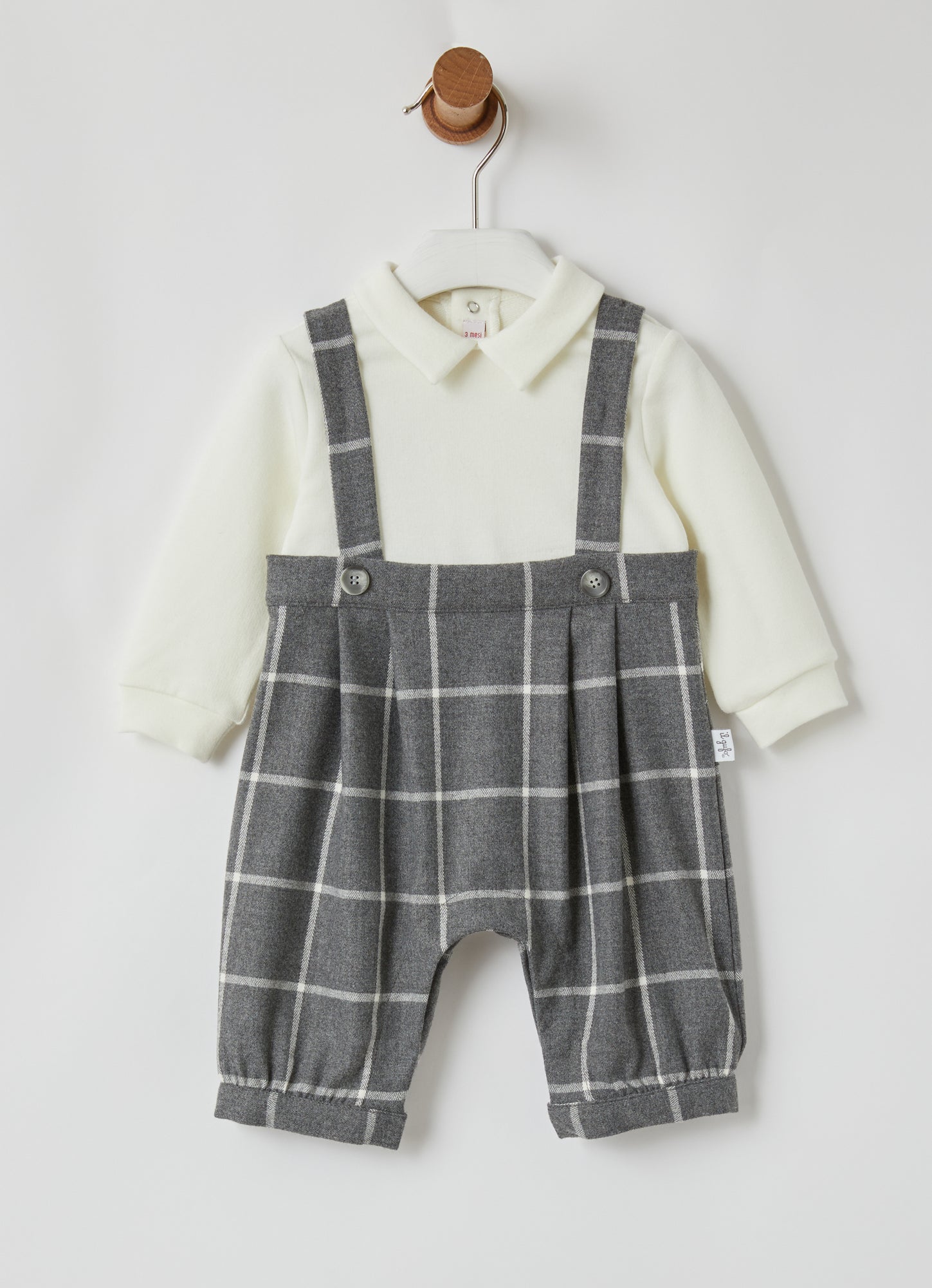 Check Technowool Knickerbocker Playsuit | Milk/Milk