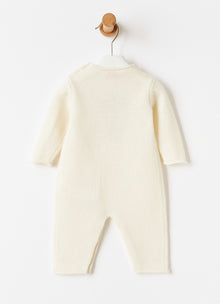 Wool Playsuit with Teddy Bear | Milk