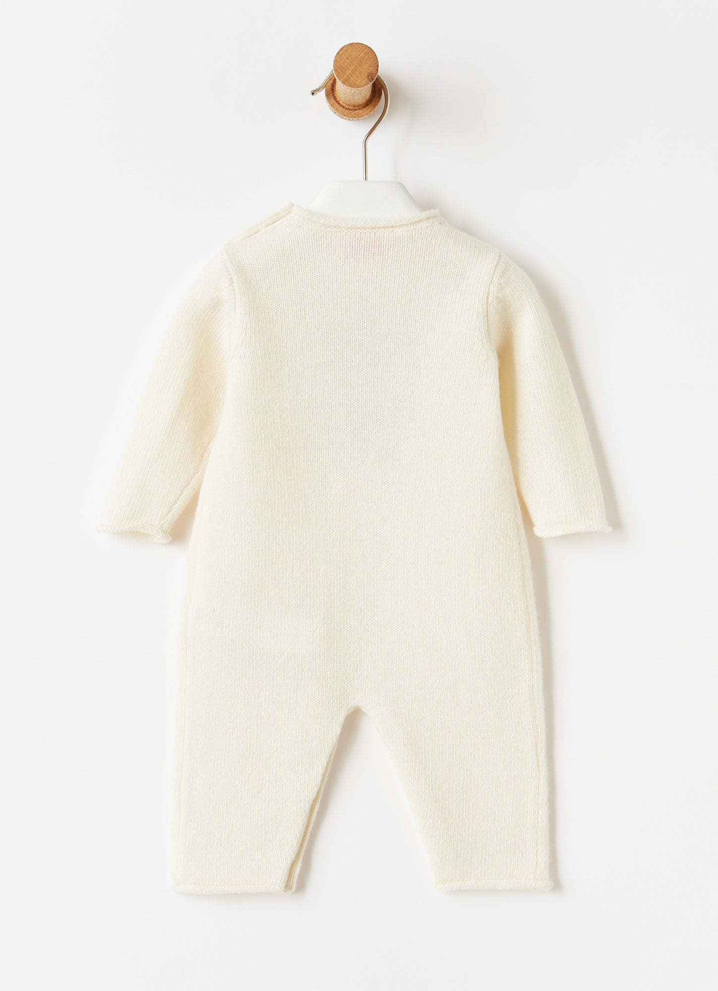 Wool Playsuit with Teddy Bear | Milk