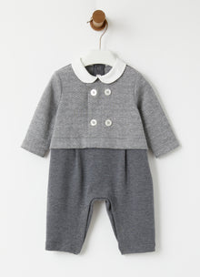 Herringbone Cotton Playsuit | Granite Grey