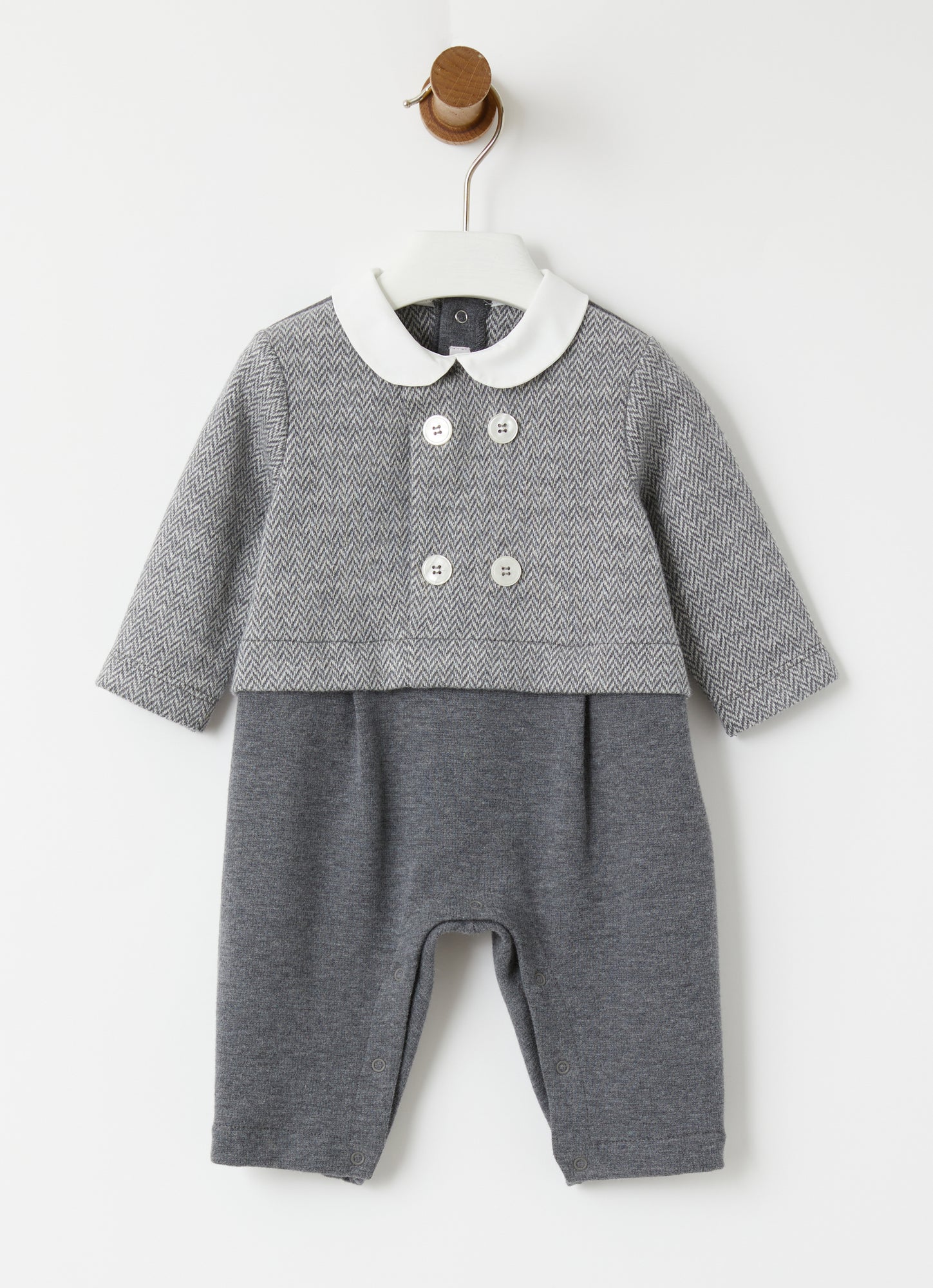 Herringbone Cotton Playsuit | Granite Grey