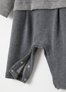 Herringbone Cotton Playsuit | Granite Grey