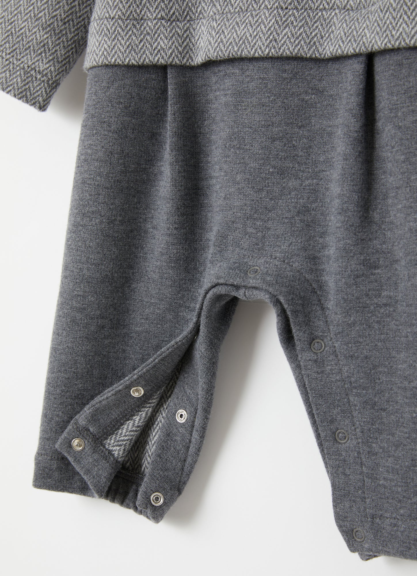Herringbone Cotton Playsuit | Granite Grey