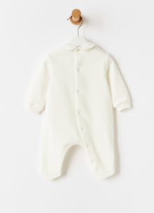 Fleece Babysuit with Teddy Fleece Alpaca | Milk/Grey