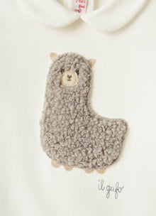 Fleece Babysuit with Teddy Fleece Alpaca | Milk/Grey