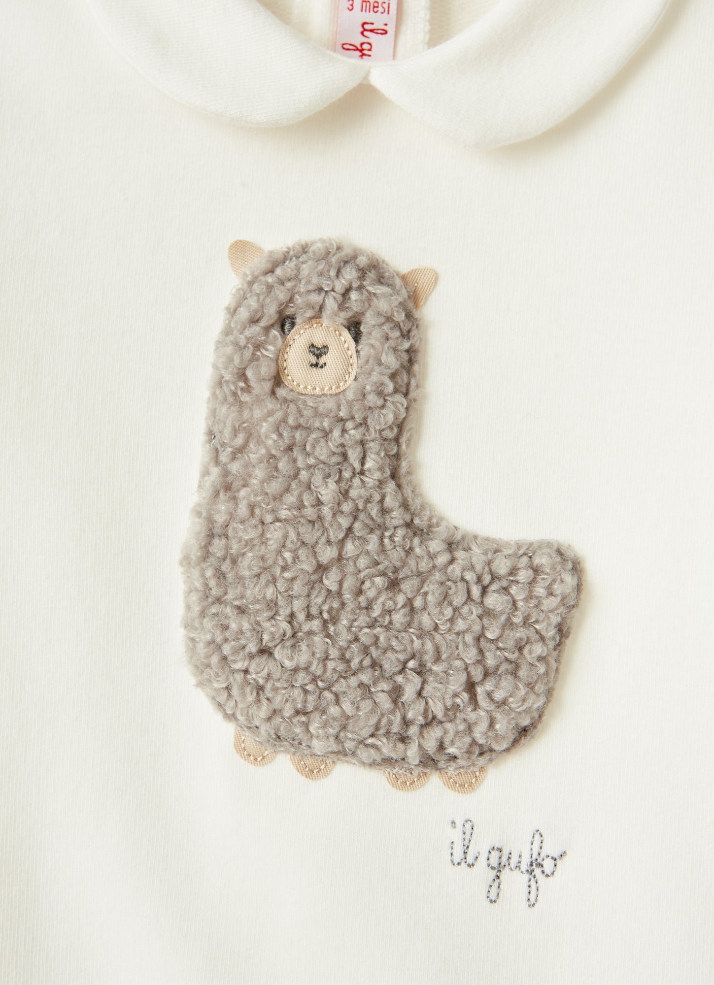 Fleece Babysuit with Teddy Fleece Alpaca | Milk/Grey