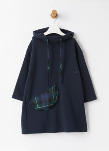 Hood And Pocket Fleece Dress | Blue/Ocean Blue